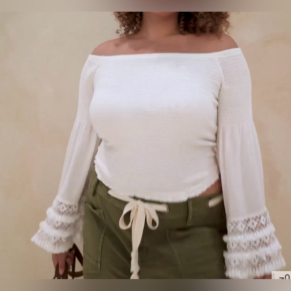 White Lace Trim Blouse